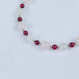 Браслет (на любовь) регулируемый из Розового кварца, Лунного камня и Граната - Радуга самоцветов фото 4