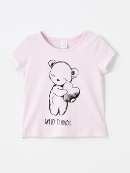 Bisiklet Yaka K?sa Kollu Bask?l? K?z Bebek Ti??rt 2li - Waikiki фото 2