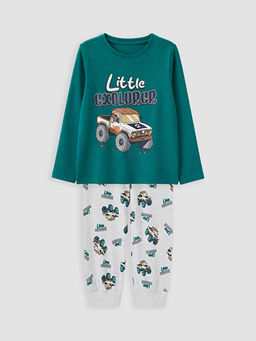Bisiklet Yaka Bask?l? Erkek ?ocuk Pijama Tak?m