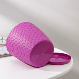 Цена за 3 шт. Горшок для цветов с поддоном «Ротанг», 1.2 л, d=13 см, h=12 см, пластиковый, сиреневый