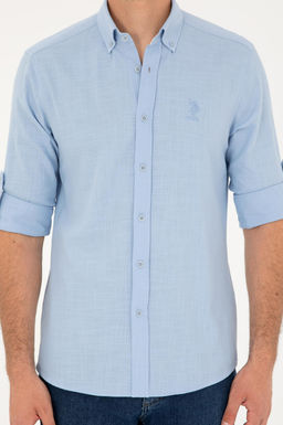 Мужская голубая рубашка с длинным рукавом - U.s. polo assn фото 6