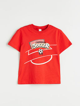 Bisiklet Yaka Bask?l? Erkek ?ocuk Ti??rt