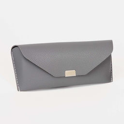 Футляр для очков на кнопке, салфетка, цвет серый