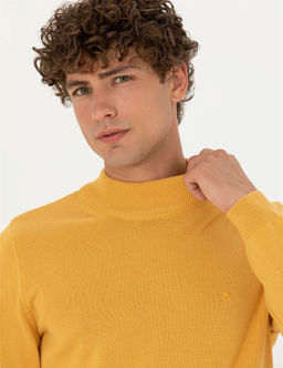 Hardal Slim Fit Yar_m Bal_k__ Yaka Basic Triko Kazak