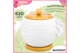 Сахарница Elan Gallery Кролик волны фарфор 620 мл 12×12×12 см  фото 10