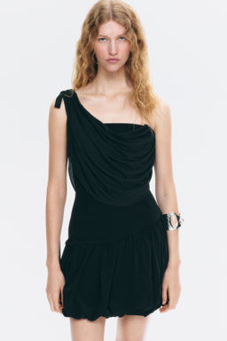 Vestido drapeado de un hombro - H&m фото 2