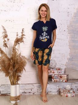 Костюм с удлиненными шортами, принт (720-1)