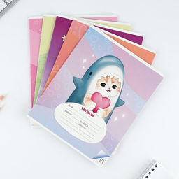 Цена за 10 шт. Тетрадь в клетку, 18 листов, А5, на скрепке, блок №1«Котя» МИКС