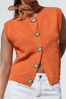 SHELL BUTTON KNIT WAISTCOAT TOP - Zara фото 2