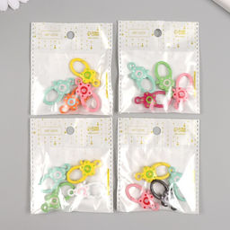 Цена за 4 шт. Карабин металл с кольцом Овал. Цветок МИКС 3,6х1,8 см - Арт узор фото 5