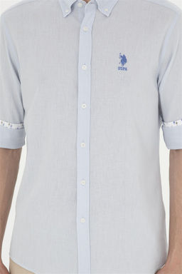 Мужская голубая рубашка с длинным рукавом Неожиданная скидка в корзине - U.s. polo assn фото 6