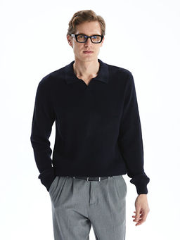 Polo Yaka Uzun Kollu Erkek Triko Kazak