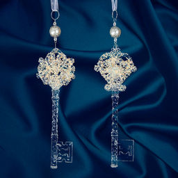 Цена за 2 шт. Ёлочная игрушка Зимнее волшебство. Ключик с блеском, 515 см, прозрачный, МИКС фото 3