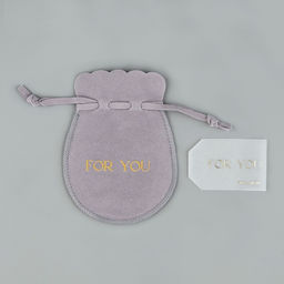 Цена за 5 шт. Мешочек подарочный замшевый Для тебя, серый, тиснение, 9?12 см 1.5 см