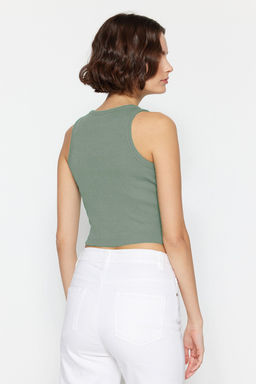 Antrasit-Mint 2li Paket Vucuda Oturan Crop Halter Yaka Fitilli Esnek Orme Atlet TWOSS21AL0058