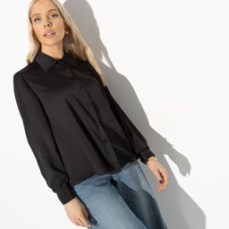 Рубашка из шелка Цветущее очарование (черная) - Charutti фото 8