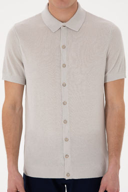 Erkek Regular Fit A__k Gri D__meli Triko Ti__rt Sepette S_rpriz _ndirim - U.s. polo assn фото 13