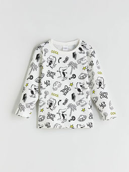 Bask?l? Erkek ?ocuk Pijama ?st