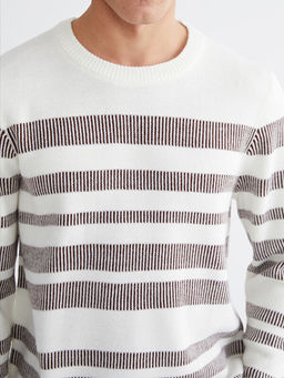 Bisiklet Yaka ?izgili Erkek Triko Kazak