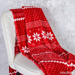 Плед флисовый 150х200 см Красный с белыми снежинками / GP611-4 /уп 100/ 696142