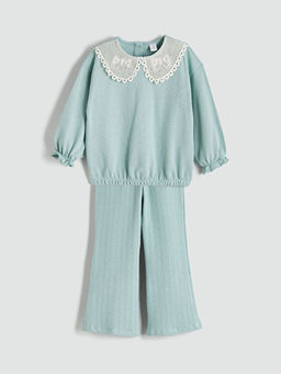 Bebe Yaka K?z ?ocuk Sweatshirt ve E?ofman Alt?