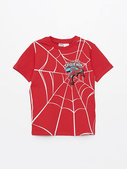 Bisiklet Yaka Spiderman Bask?l? K?sa Kollu Erkek ?ocuk Ti??rt