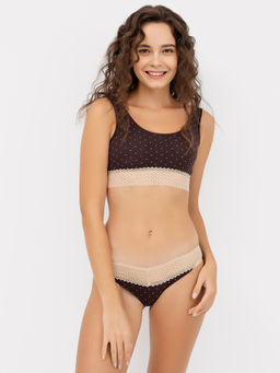 Бюстье с кружевным поясом в коричневом цвете