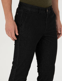 Siyah Slim Fit Kanvas Pantolon