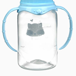 Бутылочка для кормления Крошка Я «Малыш енот» от 0 мес., 150 мл, цилиндр, с ручками, голубая