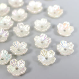 Цена за 2 шт. Бусины для творчества пластик "Цветок" набор 25 шт жемчужный перламутр 0,8х0,8 см