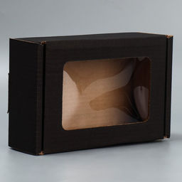 Цена за 5 шт. Коробка сборная с окном Черный24х8х16 см - Дарите счастье фото 2