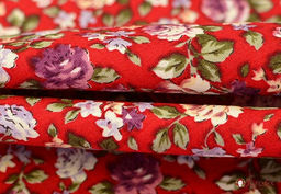Импорт. хлопок Розы сиренево-бордовые цв. красный, ш.1.45м, хлопок-100%, 105гр/м.кв - Купава фото 2