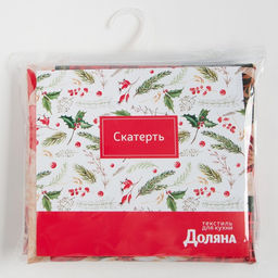 Скатерть новогодняя Доляна Новогодние игрушки 145*180 +/- 2 см, 100% п/э  фото 9