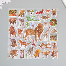 Наклейка пластик выпуклые Звери и птицы МИКС 2 листа 33,5х21,7 см - Simaland фото 3