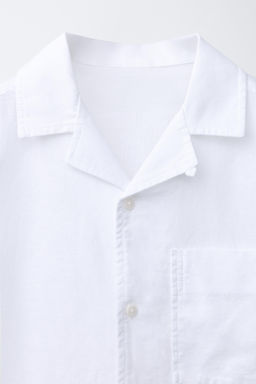 CAMISA BOWLING CON LINO Y ALGOD?N / Blanco - Zara фото 3