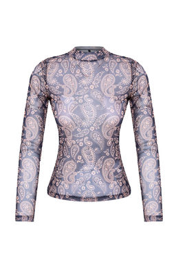 Cok Renkli Sal Desenli Fitted/Vucuda Oturan Dik Yaka Tul Esnek Orme Bluz TWOAW20BZ1008