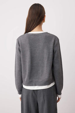 Antrasit Yaka ve Etek Ucu Garni Detayl? Triko Kazak TWOAW26KZ00246