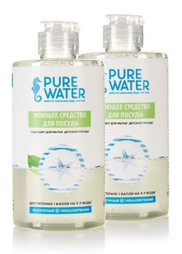 Цена за 2 шт Средство для посуды Pure Water гипоаллергенное 450 мл  фото 2