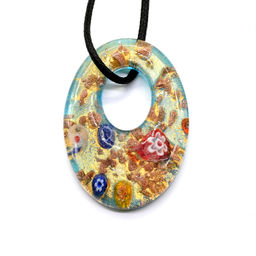 Подвеска овальная из муранского стекла 33*47мм цв.голубой