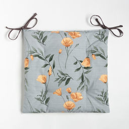 Подушка на стул «Этель» Yellow poppies, 42×42 см, серая
