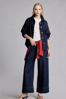 %100 Pamuk Oversize Jean Ceket - Defacto фото 2