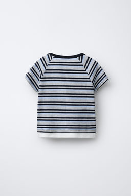 STRIPED T-SHIRT WITH MOCK LAYER HEM - Zara фото 2