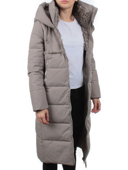 23-636 GRAY/BEIGE Пальто зимнее женское (холлоффайбер 150 гр., искусственная дубленка) - Fashion фото 8