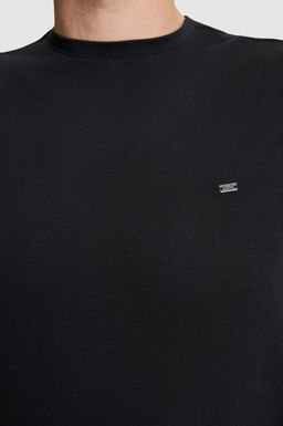 Erkek Siyah Regular Fit Bisiklet Yaka Basic Ti__rt