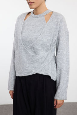 TRENDYOLMILLA Ac?k Gri Yumusak Dokulu H?rka-Bluz Triko H?rka TWOAW25HI00327 фото 3