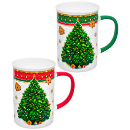 Набор кружек 2 пр. 360 мл 11,5*7,5*11,5 см "Новогодняя Елка", фарфор