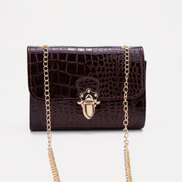 Сумка-мессенджер на клапане, цвет коричневый