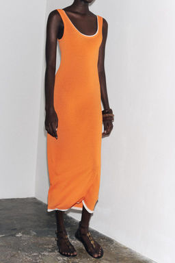 DOUBLE LAYER TRIM KNIT MAXI DRESS - Zara фото 5