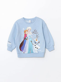 Bisiklet Yaka Elsa Bask?l? K?z Bebek Sweatshirt