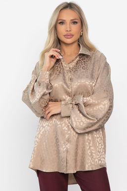Рубашка атласная Все мысли о тебе (бежевая) Б15352-7М - Lt collection фото 8